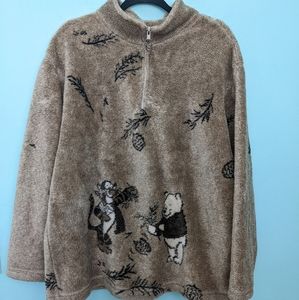 Vintage Disney Catalog Winnie and Tigger Fleece 1/4 Zip Pullover XL